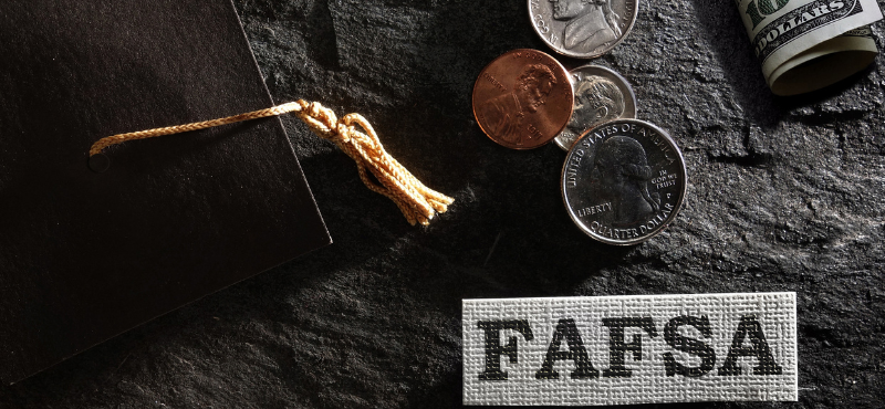 FAFSA graduation hat coins and money